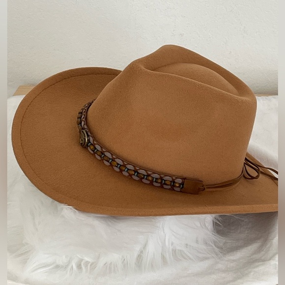 Western Camel Fashion Felt Hat with Gucci Tiger Button Band BNWOT - Picture 16 of 16